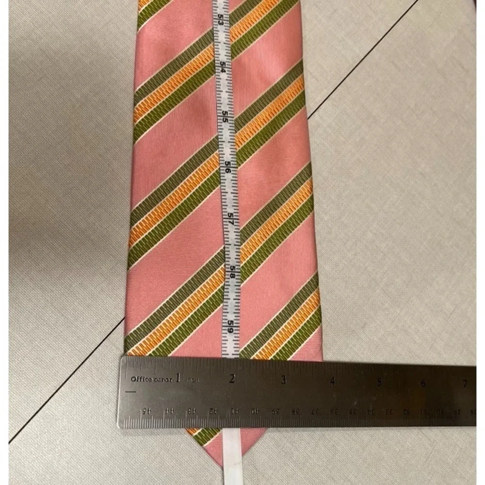 Emilio Ponte Jacquard & Alby Repp Necktie Lot of‎ 2 Pink Silk Handmade in Italy